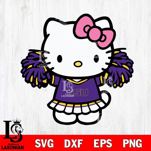 LSU Tigers Hello Kitty Cheerleader 3 Svg Eps Dxf Png File, Digital Download, Instant Download