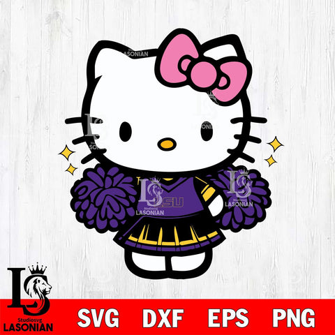 LSU Tigers Hello Kitty Cheerleader Svg Eps Dxf Png File, Digital Download, Instant Download