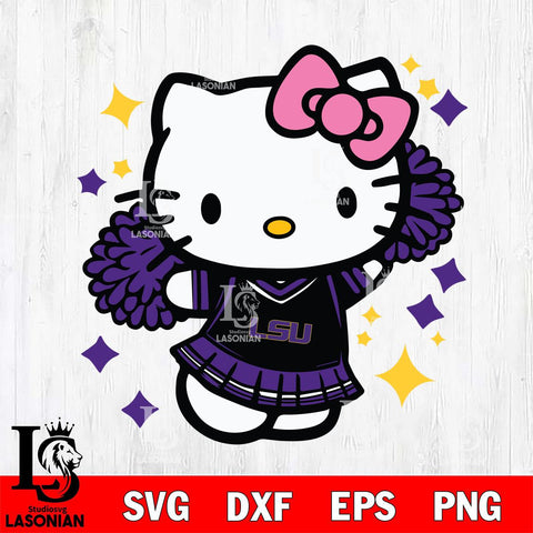 LSU Tigers Hello Kitty Cheerleader 4 Svg Eps Dxf Png File, Digital Download, Instant Download