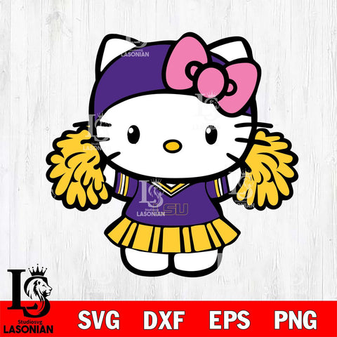 LSU Tigers Hello Kitty Cheerleader 5 Svg Eps Dxf Png File, Digital Download, Instant Download