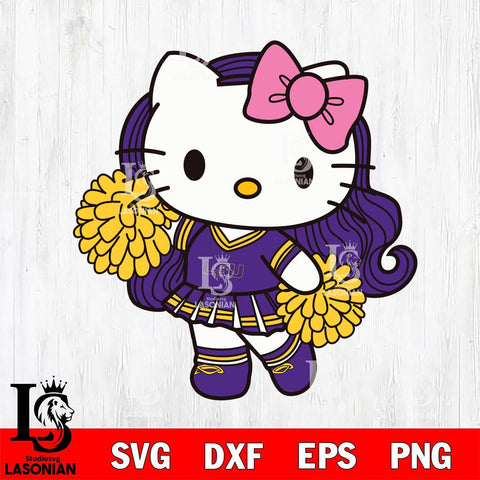 LSU Tigers Hello Kitty Cheerleader 7 Svg Eps Dxf Png File, Digital Download, Instant Download