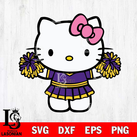 LSU Tigers Hello Kitty Cheerleader 9 Svg Eps Dxf Png File, Digital Download, Instant Download