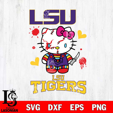 LSU Tigers Hello Kitty Horror 2 Svg Eps Dxf Png File, Digital Download