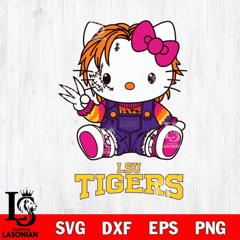 LSU Tigers Hello Kitty Horror Svg Eps Dxf Png File, Digital Download