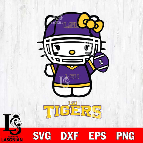 LSU Tigers Hello Kitty NCAA 1 Svg Eps Dxf Png File, Digital Download, Instant Download