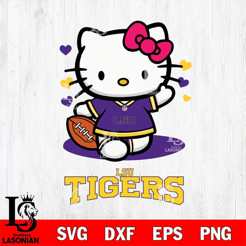 LSU Tigers Hello Kitty NCAA 3 Svg Eps Dxf Png File, Digital Download, Instant Download