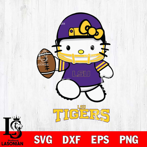 LSU Tigers Hello Kitty NCAA 4 Svg Eps Dxf Png File, Digital Download, Instant Download