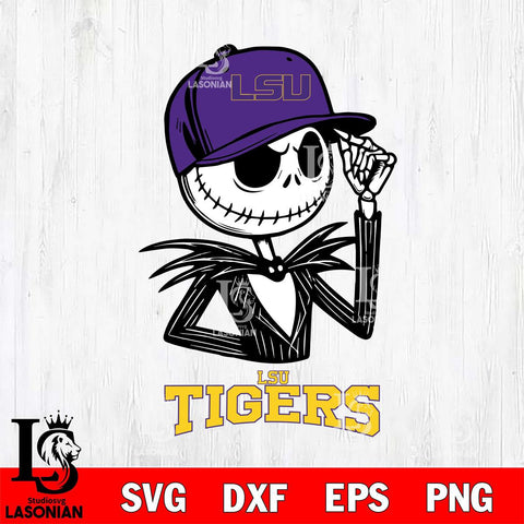 LSU Tigers Jack Skellington 3 Halloween Svg Eps Dxf Png File, NCAA svg, Digital Download, Instant Download