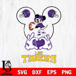 LSU Tigers Mickey Heart Rugby Svg Eps Dxf Png File, Digital Download ,Instant Download, Cricut File