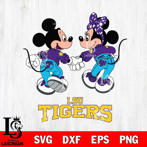 LSU Tigers Mickey Minnie Valentine Rugby Svg Eps Dxf Png File, Digital Download ,Instant Download, Cricut File