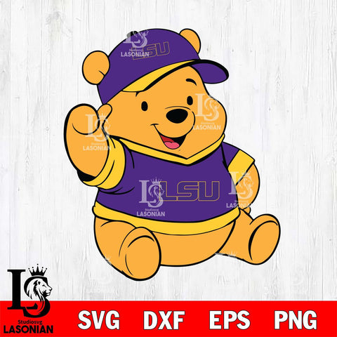 LSU Tigers Pooh Bear Svg Eps Dxf Png File, NCAA svg, Digital Download, Instant Download