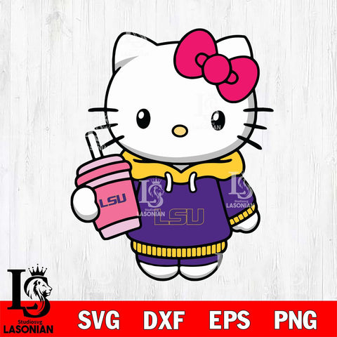 LSU Tigers Pretty Hello Kitty Svg Eps Dxf Png File, Digital Download, Instant Download