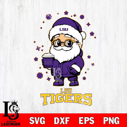 LSU Tigers Santa Claus Coffe Svg dxf eps png pdf file,NCAA svg,Digital Download,Cricut file