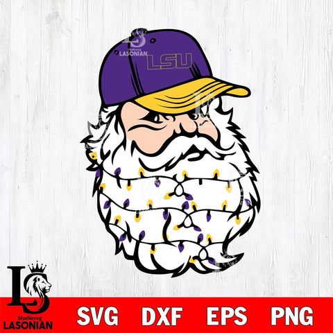 LSU Tigers Santa Claus Face Svg dxf eps png pdf file,NCAA svg,Digital Download,Cricut file