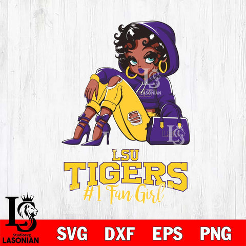 LSU Tigers #1 beauty Black Fan Girl, Svg Eps Dxf Png File, Digital Download