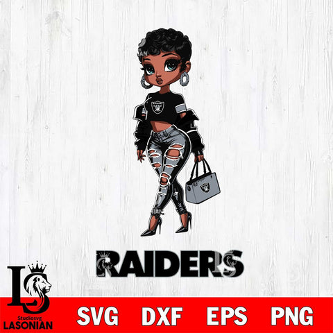 Las Vegas Raiders Beautiful Black Fan Girl Svg Eps Dxf Png File, Digital Download, Instant Download