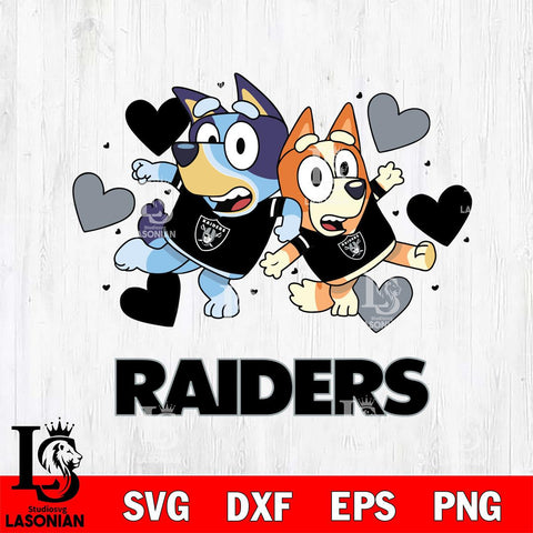 Las Vegas Raiders Bluey Chilli Heart NFL Svg Eps Dxf Png File, Digital Download, Instant Download