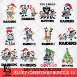 Las Vegas Raiders Bluey Christmas Holiday Bundle 12 Svg Eps Dxf Png File, Digital Download