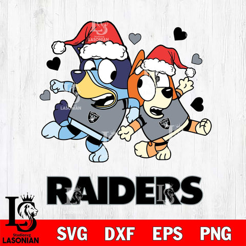 Las Vegas Raiders Bluey Christmas NFL Svg Eps Dxf Png File, Digital Download