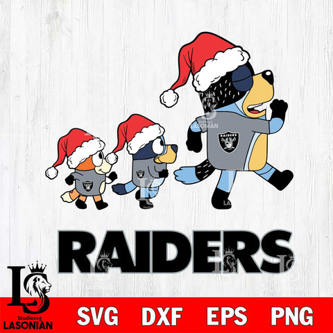 Las Vegas Raiders Bluey Family Christmas Svg Eps Dxf Png File, Digital Download