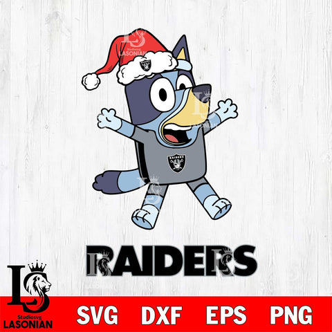 Las Vegas Raiders Bluey Happy Christmas Svg Eps Dxf Png File, Digital Download