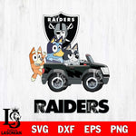 Las Vegas Raiders Bluey friends car Svg Eps Dxf Png File, NFL svg, Digital Download, Instant Download