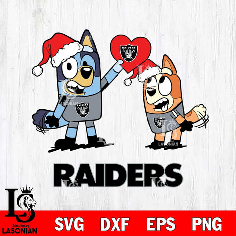 Las Vegas Raiders Love Bluey Christmas Svg Eps Dxf Png File, Digital Download