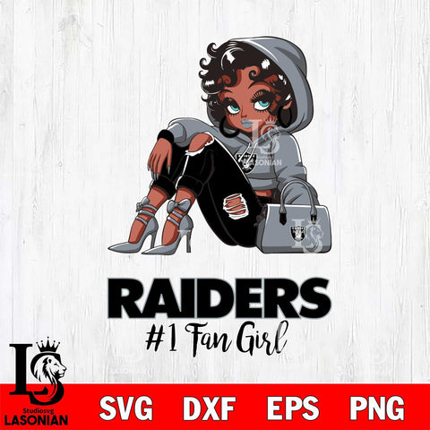 Las Vegas Raiders #1 beauty Black Fan Girl Svg Eps Dxf Png File, Digital Download, Instant Download