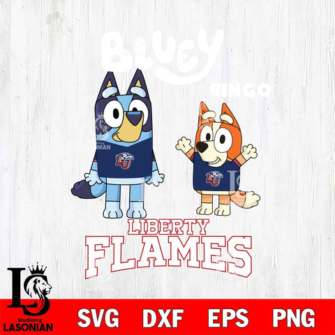 Liberty Flames Bluey & Bingo 4 Svg Eps Dxf Png File, NCAA svg, Digital Download, Instant Download