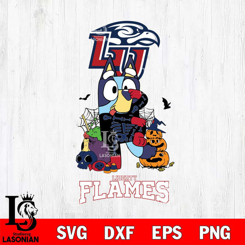 Liberty Flames Bluey Halloween NCAA 2 Svg Eps Dxf Png File, Digital Download, Instant Download