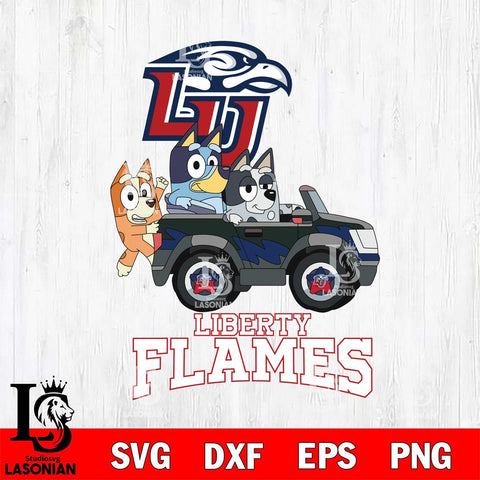 Liberty Flames Bluey friends car Svg Eps Dxf Png File, NCAA svg, Digital Download, Instant Download