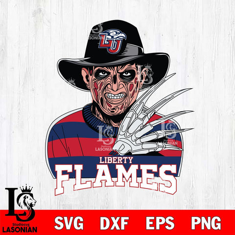 Liberty Flames Freddy Krueger Horror Halloween Svg Eps Dxf Png File, NCAA svg, Digital Download, Instant Download