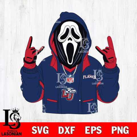 Liberty Flames Ghostface Scream Football Halloween Svg Eps Dxf Png File, NCAA svg, Digital Download, Instant Download