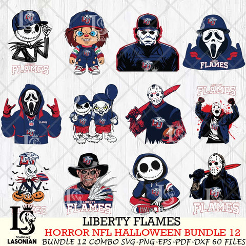 Liberty Flames Halloween Bundle 12 SVG Svg Eps Dxf Png File, NCAA bundle svg, Digital Download, Instant Download