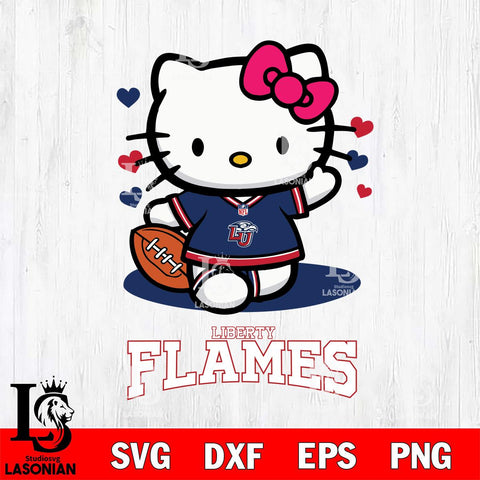 Liberty Flames Hello Kitty NCAA 3 Svg Eps Dxf Png File, Digital Download, Instant Download