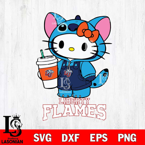 Liberty Flames Hello Kitty Stitch Svg Eps Dxf Png File, NCAA svg, Digital Download, Instant Download