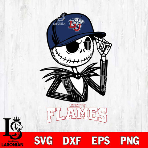 Liberty Flames Jack Skellington 3 Halloween Svg Eps Dxf Png File, NCAA svg, Digital Download, Instant Download