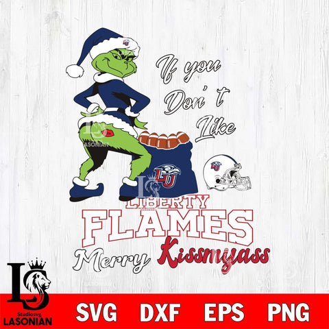 Liberty Flames Merry kissmyass grinch Svg Eps Dxf Png File,NCAA Svg Files,Digital Download,Sublimation,Instant Download