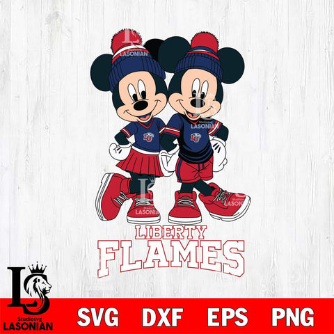 Liberty Flames Mickey And Minnie Mouse Football Svg Eps Dxf Png File, NCAA svg , File Cut , Digital Download , Instant Download, Cut Svg Files