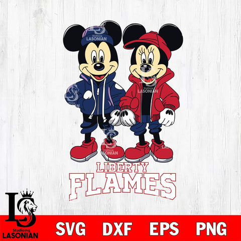 Liberty Flames Mickey Minnie Mouse Football Svg Eps Dxf Png File, NCAA svg , File Cut , Digital Download , Instant Download, Cut Svg Files