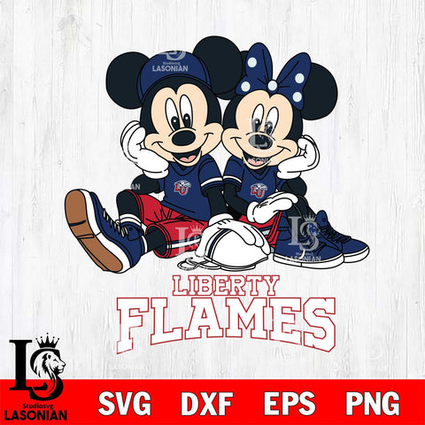 Liberty Flames Mickey Minnie Mouse Football Sit Svg Eps Dxf Png File, NCAA svg , File Cut , Digital Download , Instant Download, Cut Svg Files