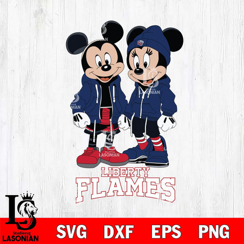 Liberty Flames Mickey Minnie Mouse Rugby Svg Eps Dxf Png File, NCAA svg , File Cut , Digital Download , Instant Download, Cut Svg Files