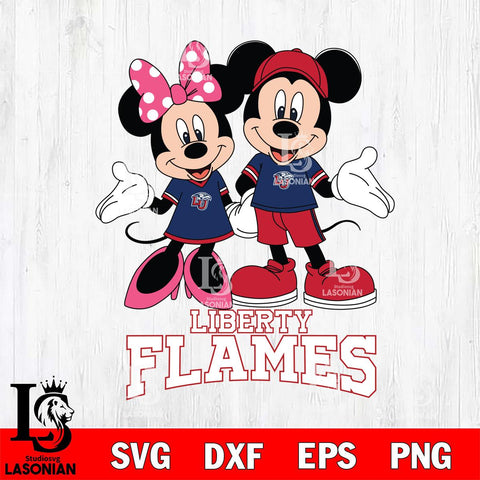 Liberty Flames Mickey Minnie Mouse Sport Svg Eps Dxf Png File, NCAA svg , File Cut , Digital Download , Instant Download, Cut Svg Files