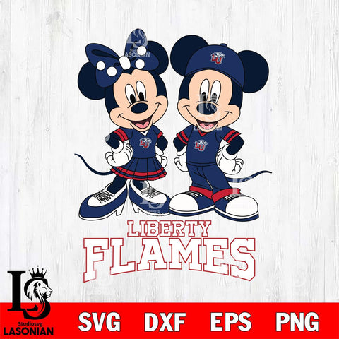 Liberty Flames Mickey Minnie Mouse rugby ball Svg Eps Dxf Png File, NCAA svg , File Cut , Digital Download , Instant Download, Cut Svg Files