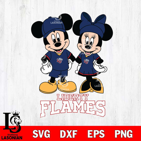 Liberty Flames Mickey Minnie Rugby Svg Eps Dxf Png File, NCAA svg , File Cut , Digital Download , Instant Download, Cut Svg Files