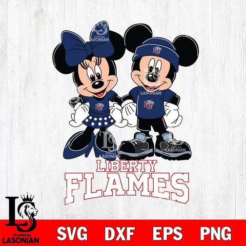 Liberty Flames Mickey Minnie Rugby ball Svg Eps Dxf Png File, NCAA svg , File Cut , Digital Download , Instant Download, Cut Svg Files