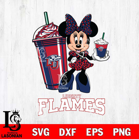 Liberty Flames Minnie Mouse Fan And Coffee Svg Eps Dxf Png File, Digital Download, Instant Download