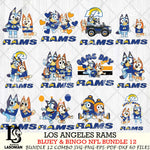 Los Angeles Rams Bluey & Bingo Bundle 12 SVG Eps Dxf Png File, Bundle NFL svg, Digital Download, Instant Download