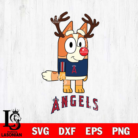 Los Angeles Angels Bluey Chilli Christmas Deer Svg Eps Dxf Png File, Digital Download