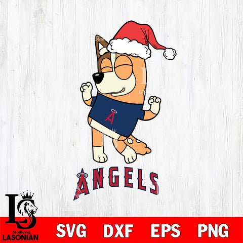 Los Angeles Angels Bluey Chilli Happy Christmas Svg Eps Dxf Png File, Digital Download